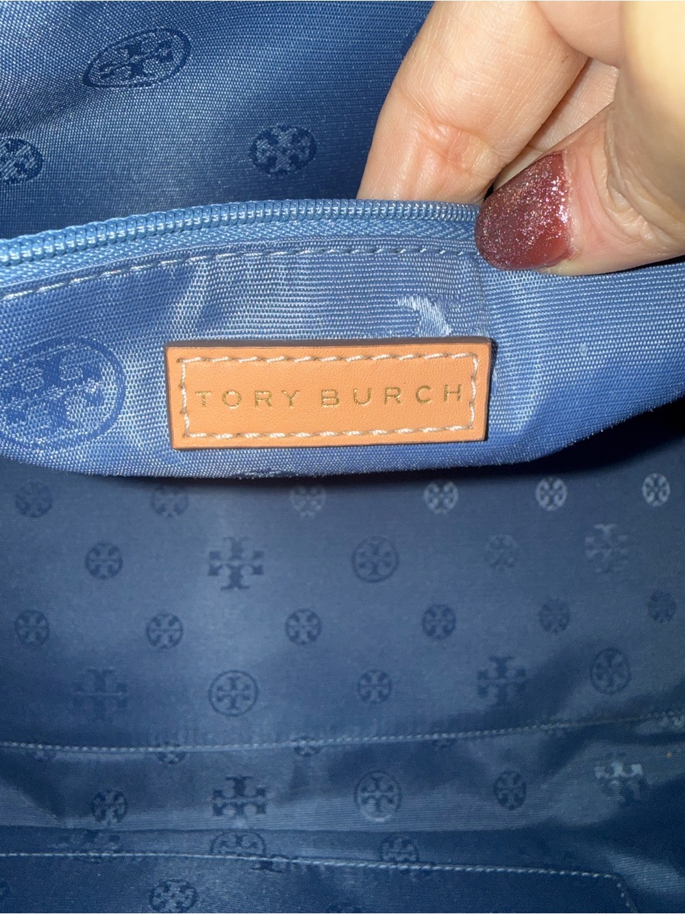Tory Burch Women's Ella Poly Woven Nylon Tote (Navy / Multi) - Picture 8 of 8